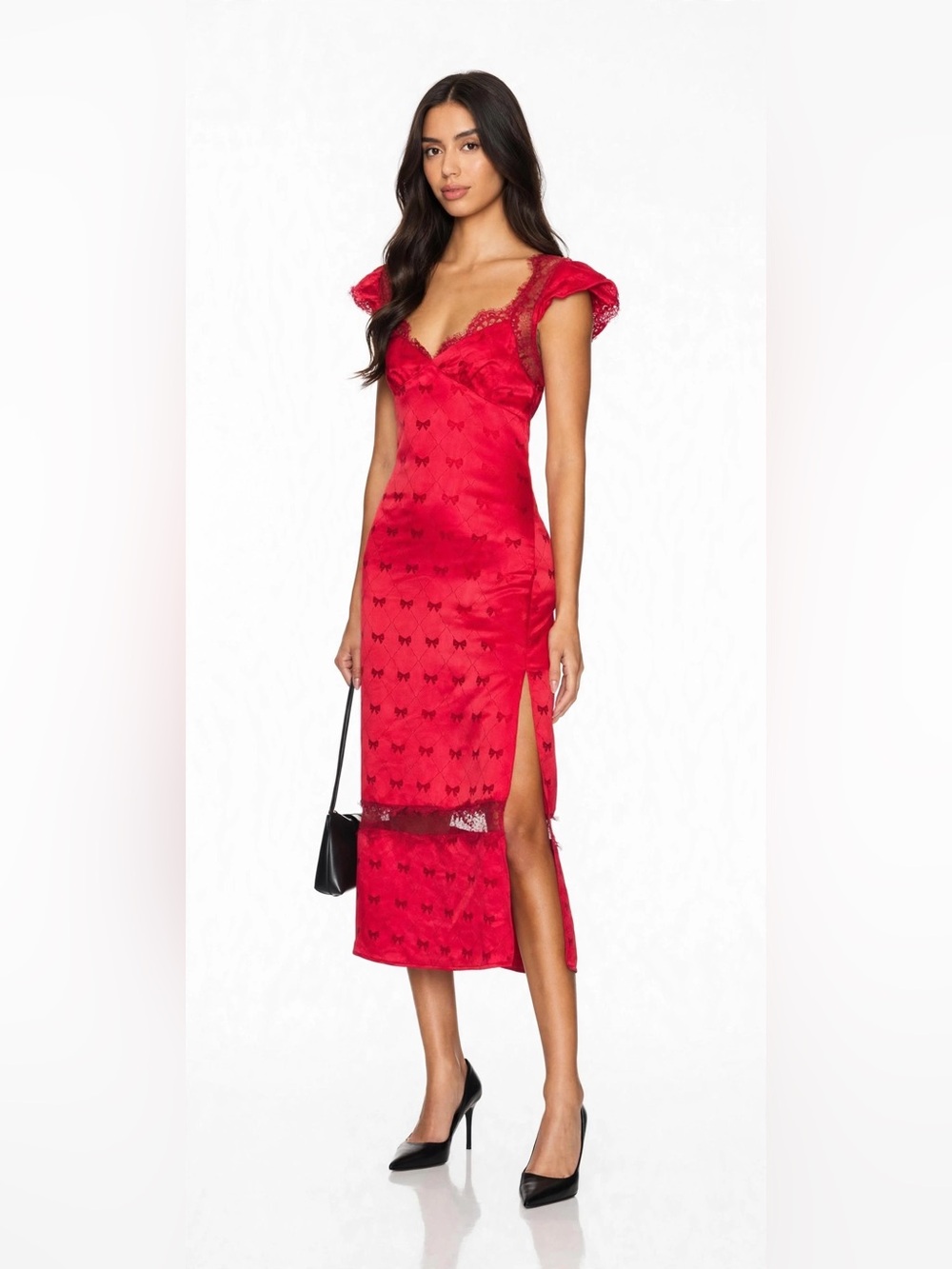 Free People Red Lace Trim Dress